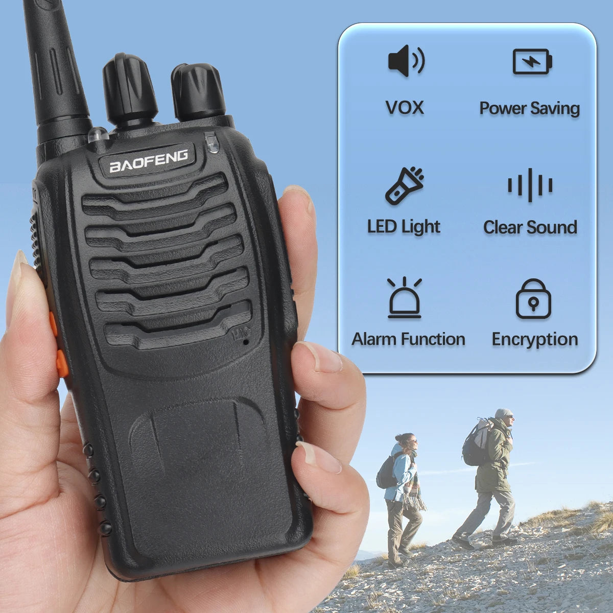 Baofeng BF-888S Pro Walkie Talkie Wireless Copy Frequency Long Range Portable UHF 400-470MHz Ham Two Way Radio for Camping Hotel