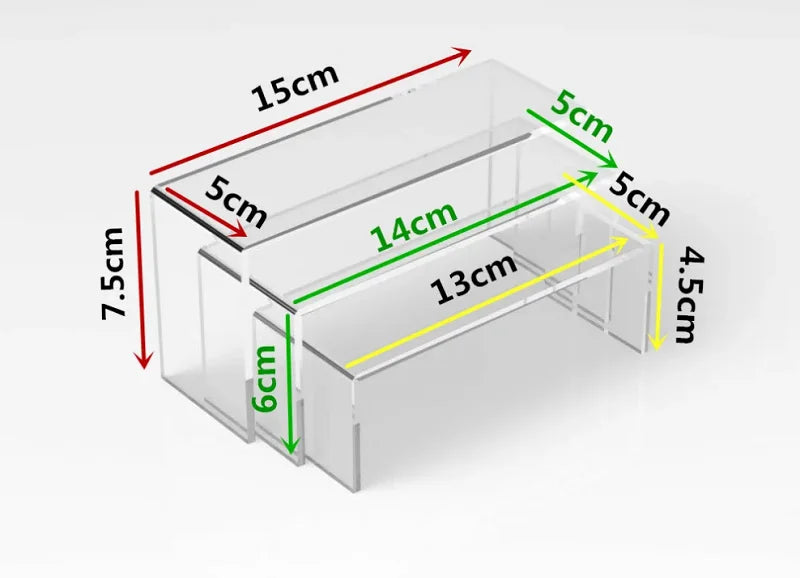 3Pcs/set 3mm Acrylic Display Stand Mini Figure Storage Rack Jewelry Cosmetic Lipstick Nail Polish Makeup Shelf Holder Organizer