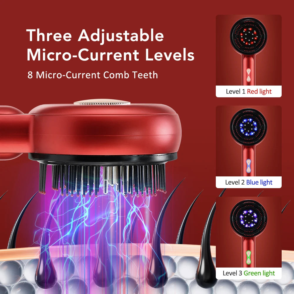 Electric Vibration Massage Comb Blue&Red Light Therapy Hair Growth Massage Scalp Brush Anti Hair Loss Improve Scalp Health Care