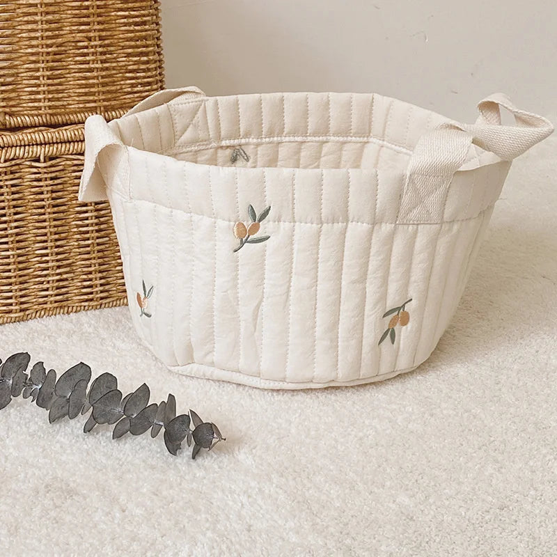 Diaper Bag Baby Items Toy Storage Bag for Newborn Crib Organizer Bedding Cotton Embroidery Mommy  Multipurpose storage basket