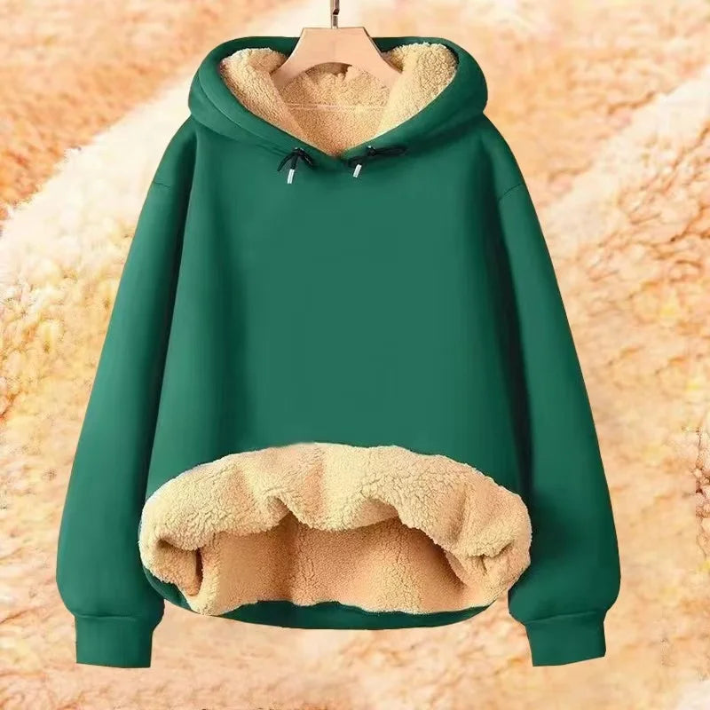 2024 Autumn and Winter New Hooded Lamb Fleece Hoodie Solid Color with Thick Fleece for Men and Women, Warm and Casual Versatile