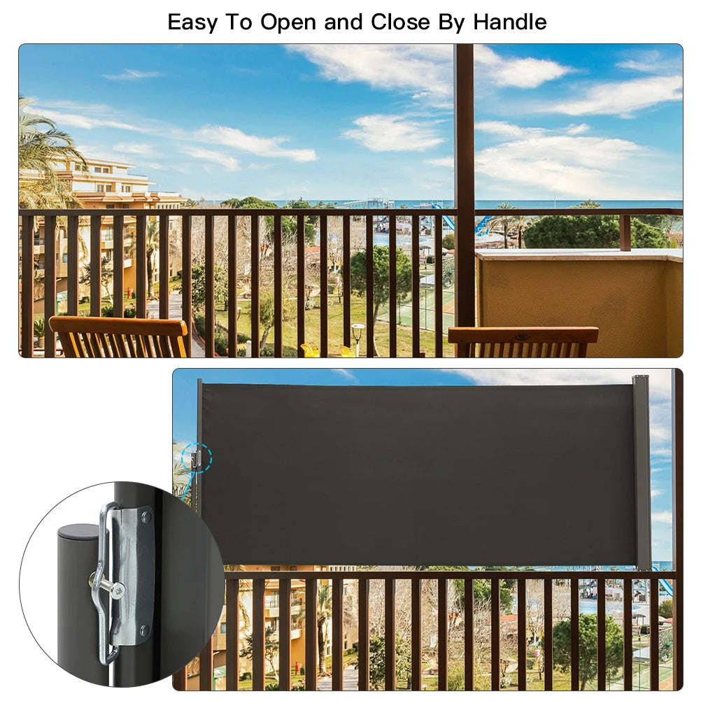 3M outdoor terrace railing side awning retractable side awning, balcony privacy sunshade screen sunscreen and windproof
