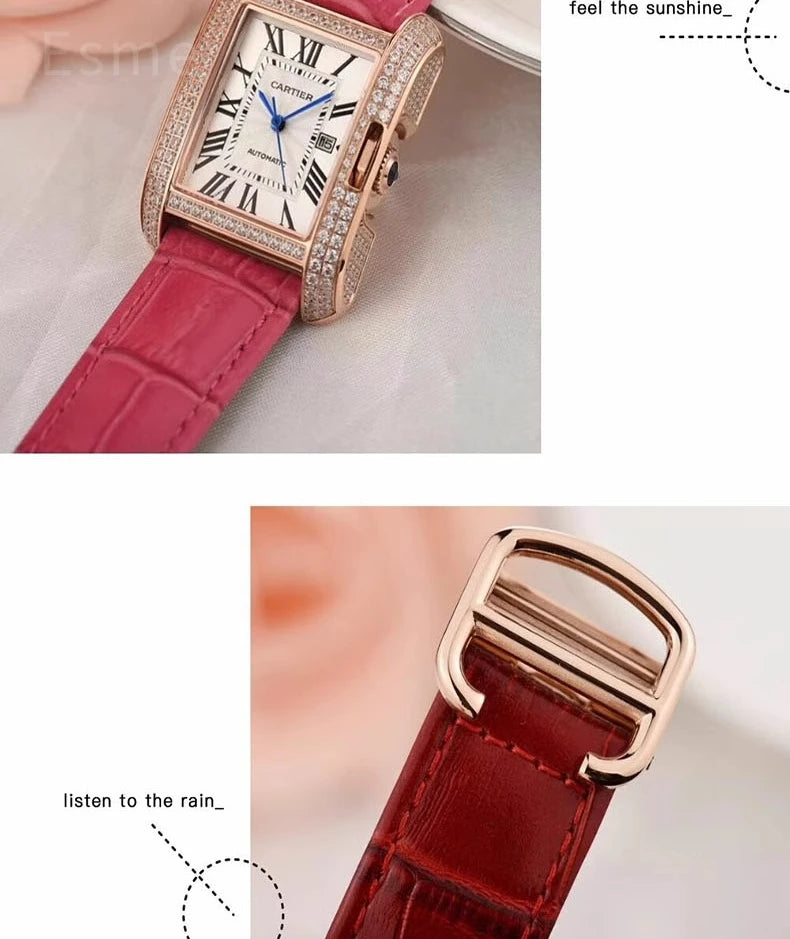 Genuine Leather Watch Strap for Cartier Tank London Solo Men's and Women's 16 18 20 22 25mm Flat Interface Folding Buckle Band