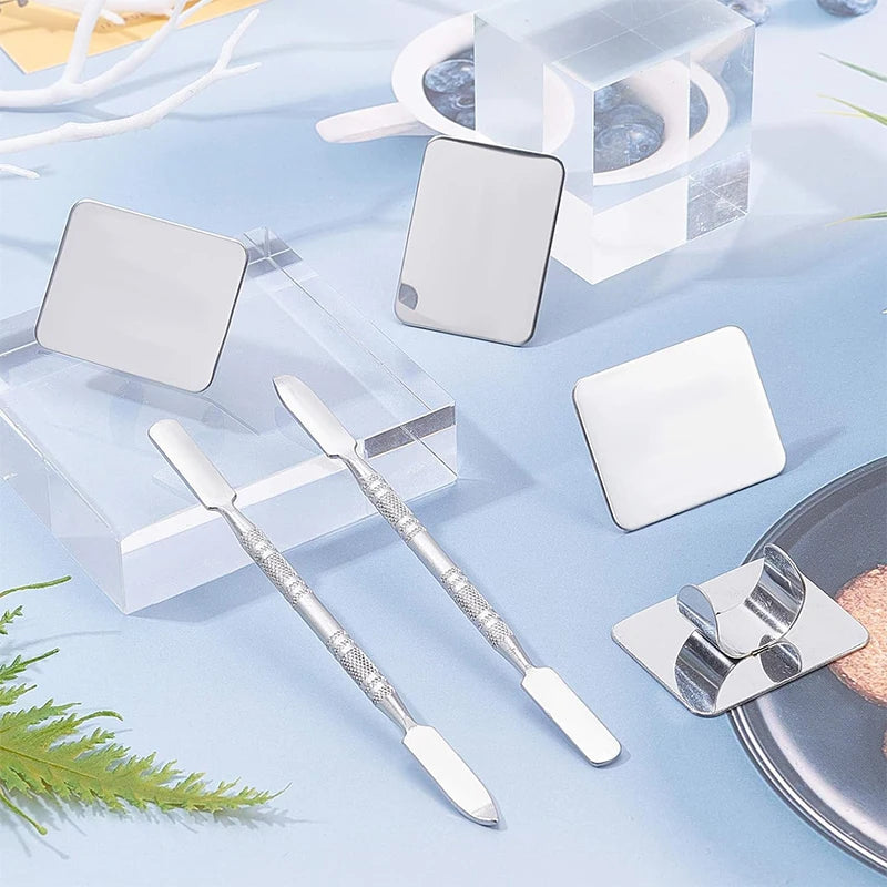 Liquid Foundation Palette Makeup Palette Tray Lipstick Make Up Stainless Steel Ring Makeup Blend Foundation Spatula Palette Tool