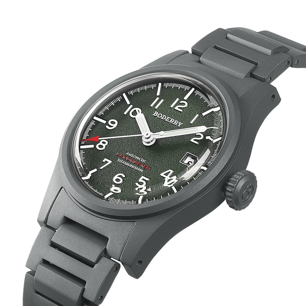Boderry LANDMASTER Field Watches Titanium Automatic For Seiko Movement Sport 100M Waterproof Outdoor Dive Wristwatch Mens