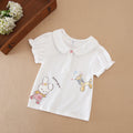 Girls Shirt 2025 New Children's Baby Short-sleeved Top Young Girls Cute Cotton Clothes for 2-6 Ages Kids