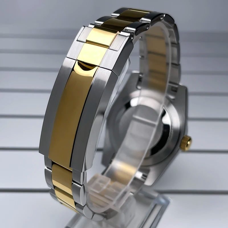 39mm NH35 Case Fluted Bezel DJ2T Yellow Gold Sapphire Glass Skx Mod Modification Parts Fit NH35 NH36 Movement Steel Watch Case