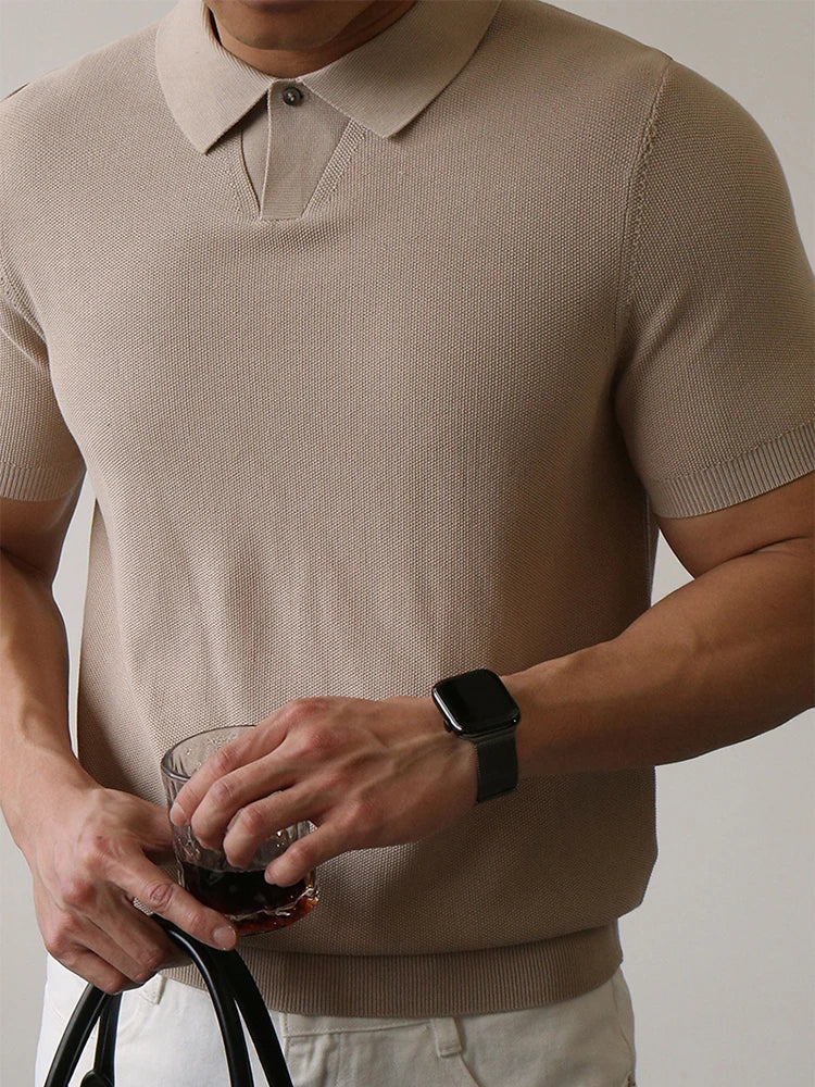 Summer High Quality Knitwear Mens Polo Shirts Casual Pure Color Short Sleeve Slim Polos Men Fashion Button Polo Neck Knitted Top