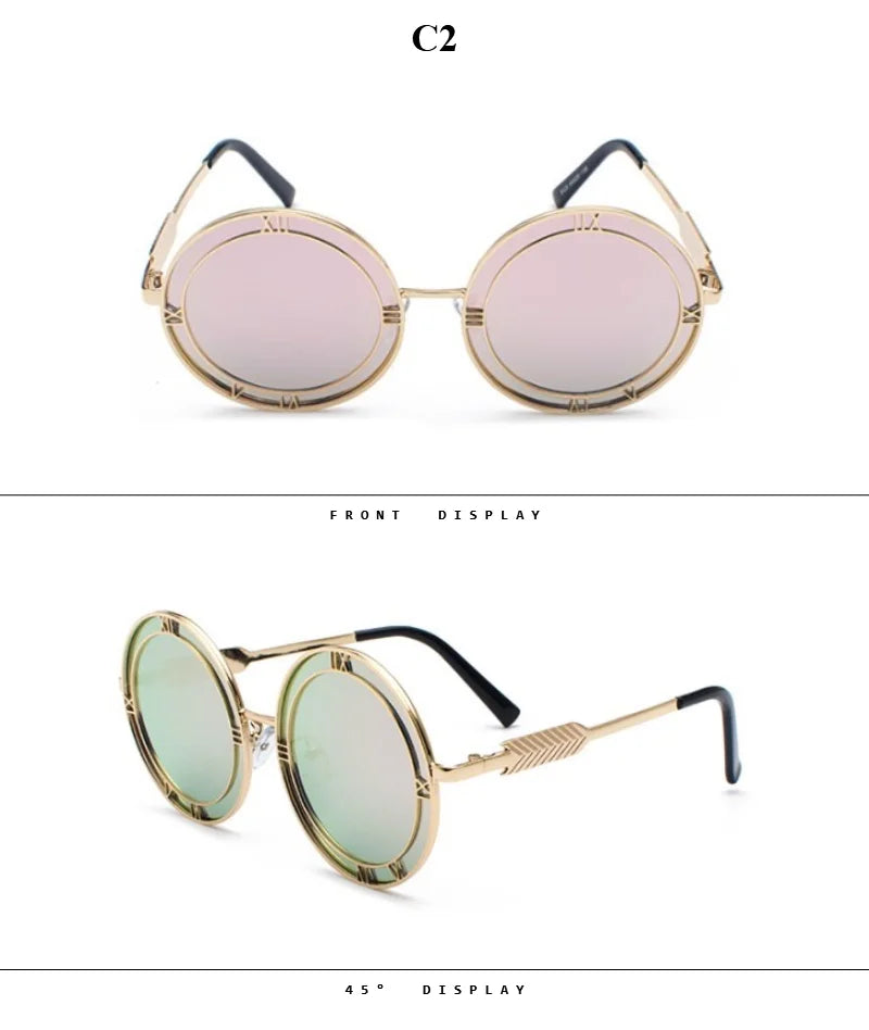 Designer Round Sunglasses For Women And Men Stylish Luxury Brand Unisex Glasses Punk Fashion Trend Eyewear UV400