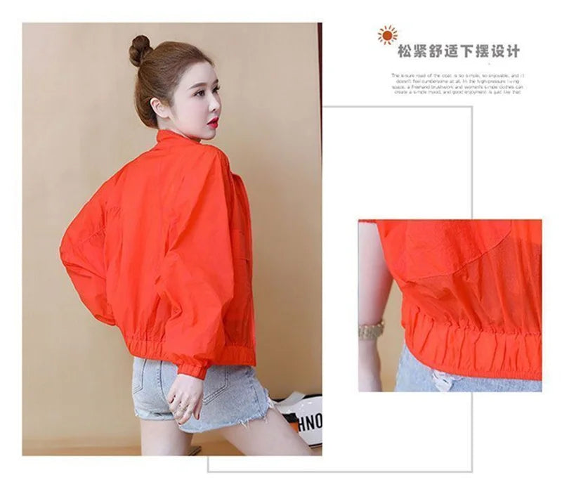 Women Sunscreen Clothing 2026 Summer Thin Short Jacket Korean Fashion Solid Versatile UV Resistant Jacket Female Tops Outerwear