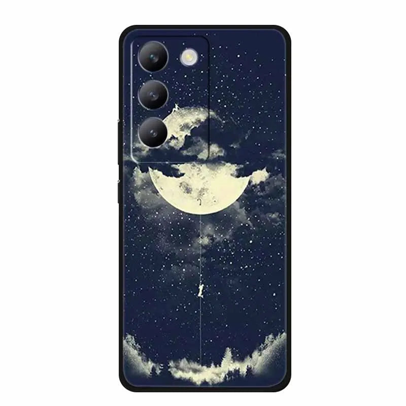 For vivo V40 SE Case Luxury TPU Soft Silicone Phone Back Cover for vivo V40 SE 5G Protective Shockproof Flowers Girl Cute Coque