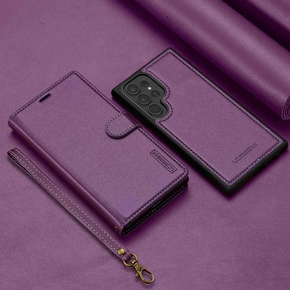 Detachable Wallet Case For Samsung Galaxy S25 Ultra S24 FE S23 + Plus Card Holder Kickstand Shockproof Wrist Strap Flip Cover