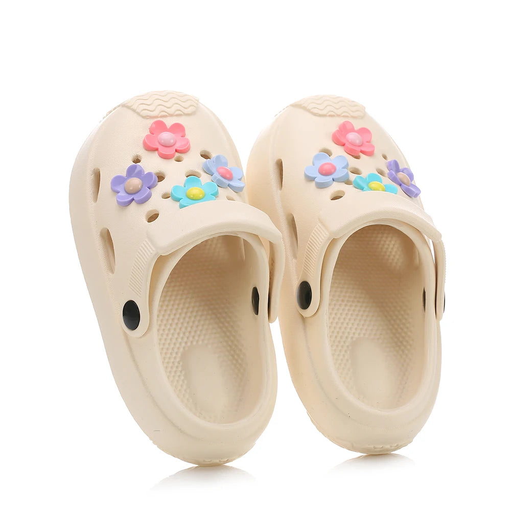 Summer Kids Home Slippers Children's Shoes Slippers Soft Anti-Skid Flower DIY Hole Shoes for Boys Girls Beach Shoes