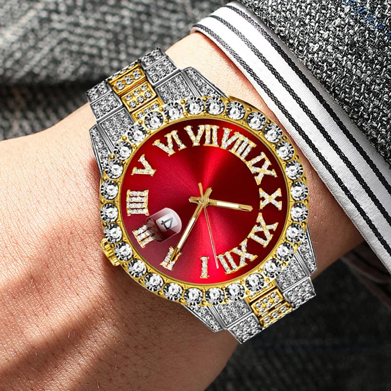 Fashion Diamond Men Women Watches Gold Watch Ladies Wrist Watch Luxury Rhinestone Unisex Bracelet Watches Female Clock Relogio