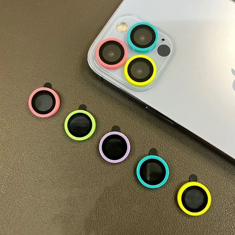 Luminous Ceramic Camera Protector Film For iPhone 14 13 12 11 15 Pro Max 14 Plus 12 13 mini Lens Ring Tempered Glass Glowing Cap