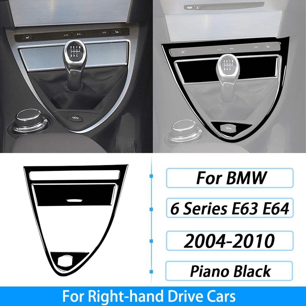 For BMW M6 6 Series E63 E64 2004-2010 Piano Black Gear Shift Air Outlet Window Lift Panel Set Car Interior Accessories Sticker