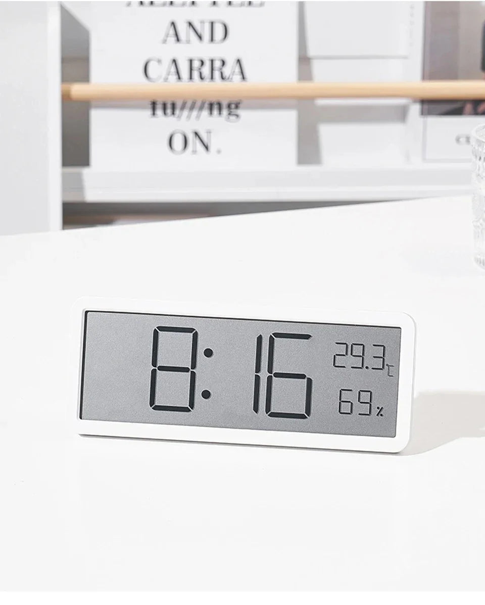 LCD Screen Digital Wall Clock Time Temperature Humidity Time Display Electronic Clock Desktop Digital Clock Battery Powered
