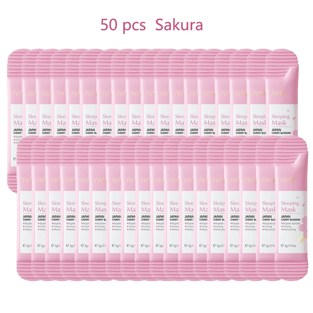 50pcs LAIKOU Sakura Moisturizing Sleeping Face Mask Night Repairing Facial Cream Packs Nourishing Hydrating Smooth Mask for Face