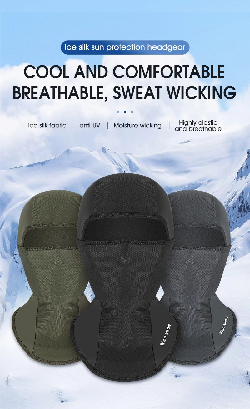 WEST BIKING Summer Cycling Face Mask Cool Breathable Sports Balaclava Men Women Bicycle Motorcycle Sun UV Protection Cycling Cap