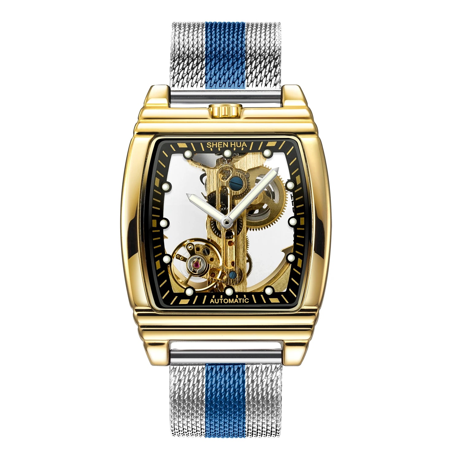 Luxury Transparent Automatic Mechanical Men Watch Steampunk Skeleton Gear Self Winding Leather Men's Clock Watches montre homme