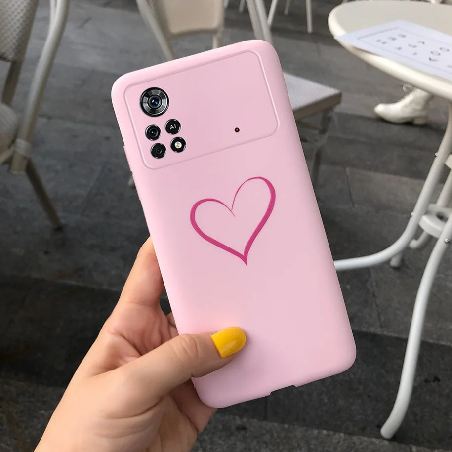 Cute Love Heart Phone Case For Xiaomi Poco X4 Pro 5G Cover Soft Silicone Matte Funda For Xiaomi Poco X4 M4 Pro 4G 5G Bumper 2022