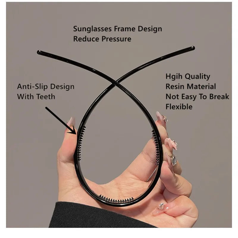 New Trendy Sunglasses Frame Shape Acrylic Hairbands For Women Toothed Headband Anti-slip Hair Hoop Fashion Hair Accessories