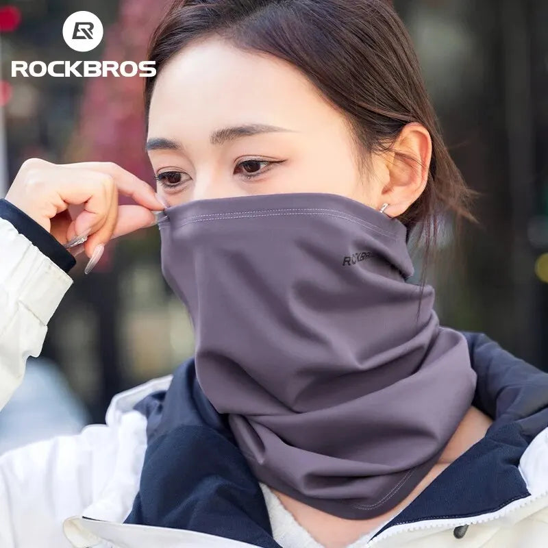 ROCKBROS Winter Warm Cycling Face Mask Windproof Thermal Fleece Bike Headband Scarf Men Women Breathable Cycling Neck Gaiter