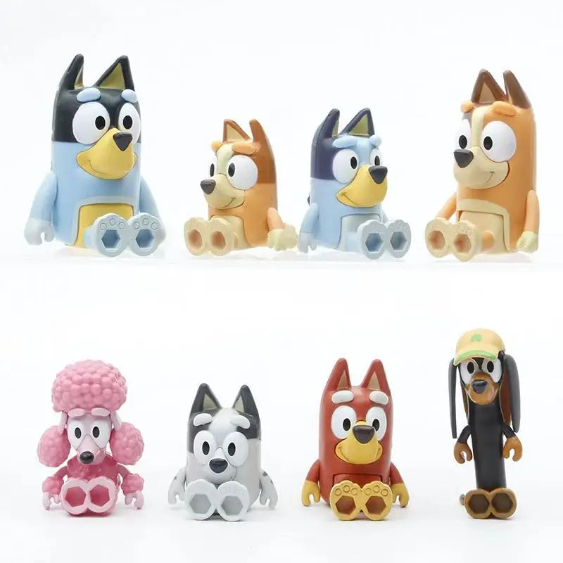 8pce Bluey A model handmade puppy bingo joint movable ornament for children's home play toy KPOP gift