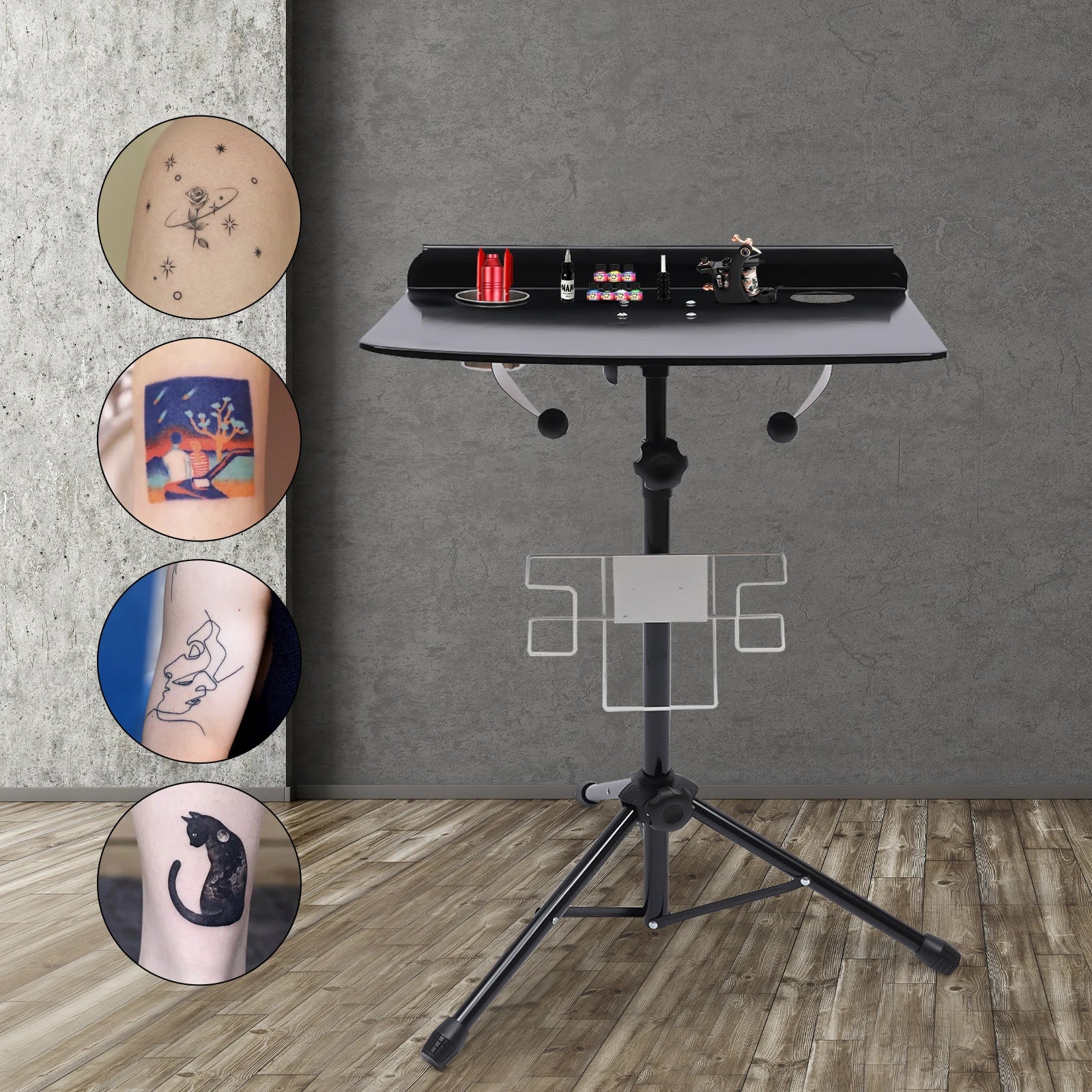 Mobile Metal Tattoos Tattoo Work Station Stand Tattoo Beauty Desk Table Adjustable New