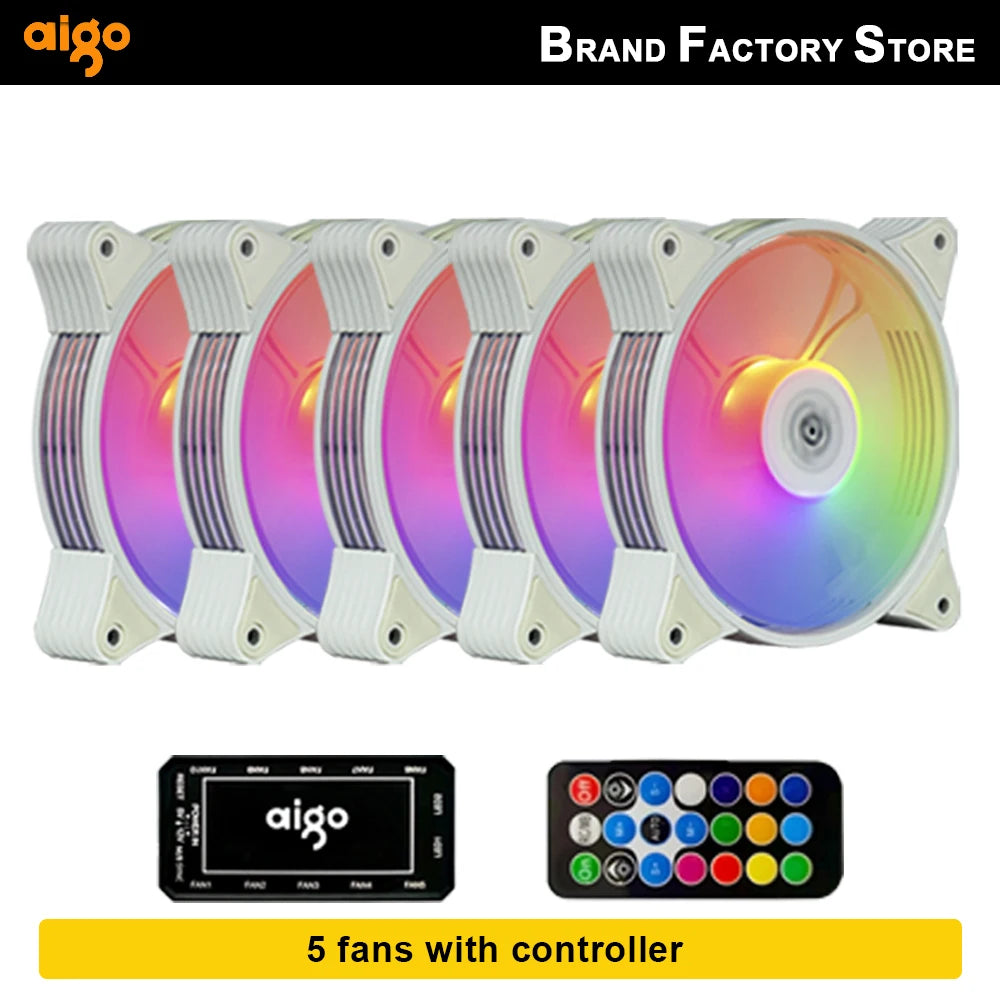 Aigo AR12 white 120mm RGB FAN ventilador PC gamer Computer Case kit Fan Cooling Cooler 12cm Adjust Speed 12V ARGB Fans ventoinha