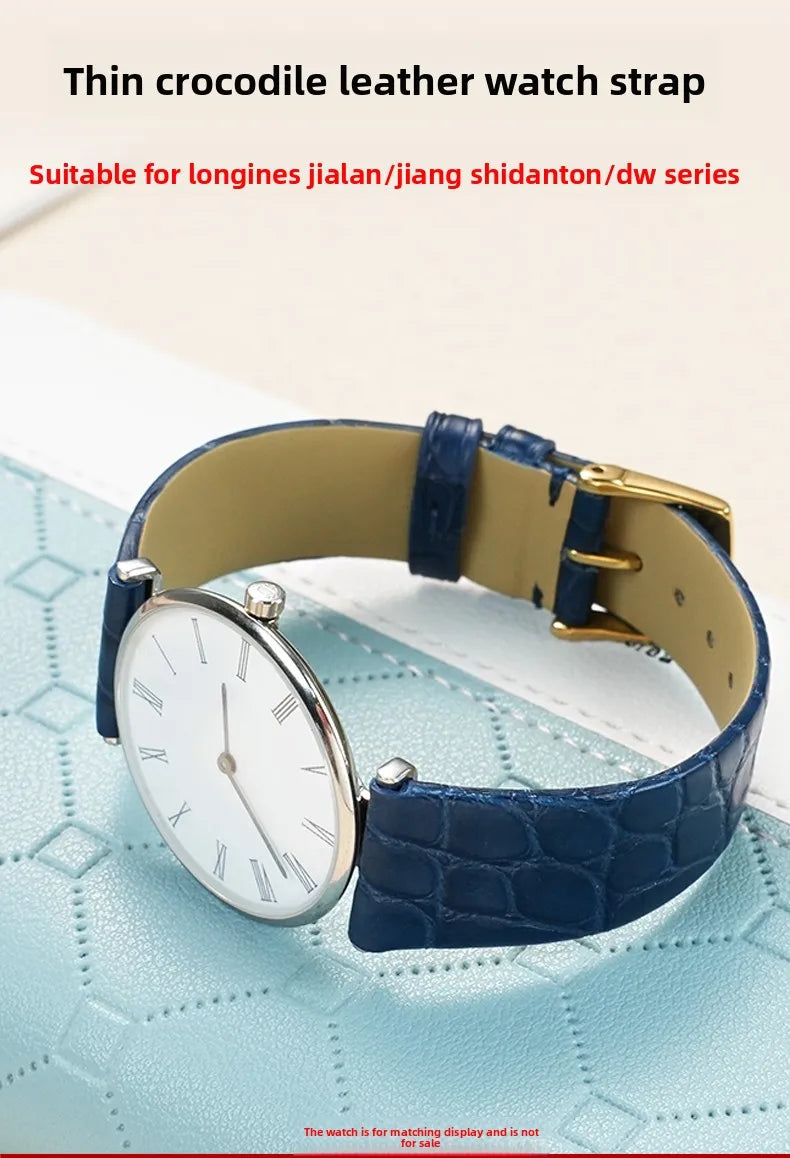 Alligator wacth strap Ultra Thin 12 13 14 15 16 18 20 22mm men women Black Brown Blue Crocodile Leather watchband For any brands