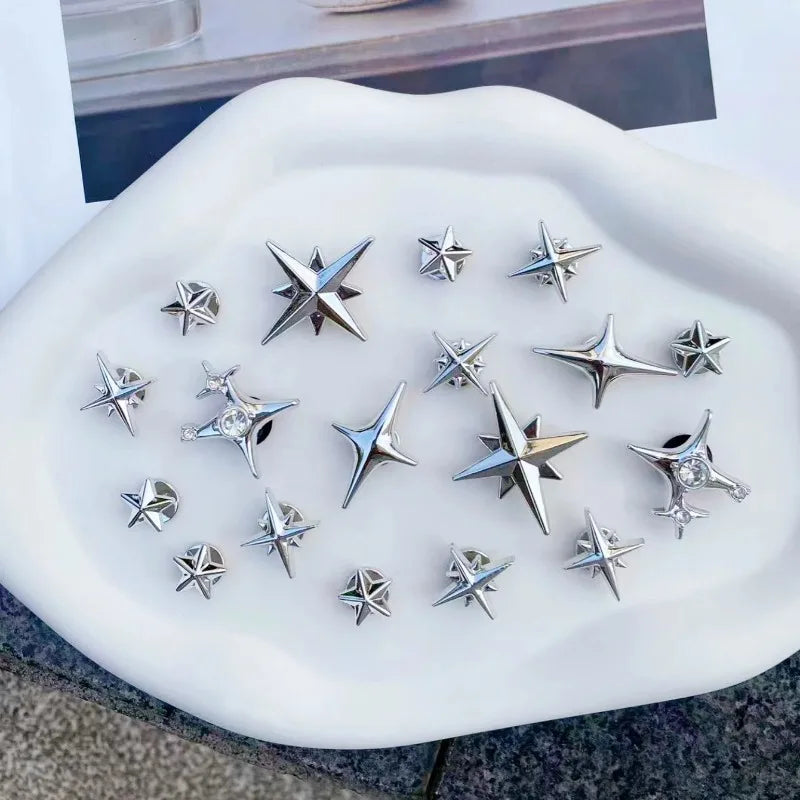 18 Silver Star Shoe Accessories DIY Kit Fun Multi-Functional Fashion Decorations for Personalized Footwear