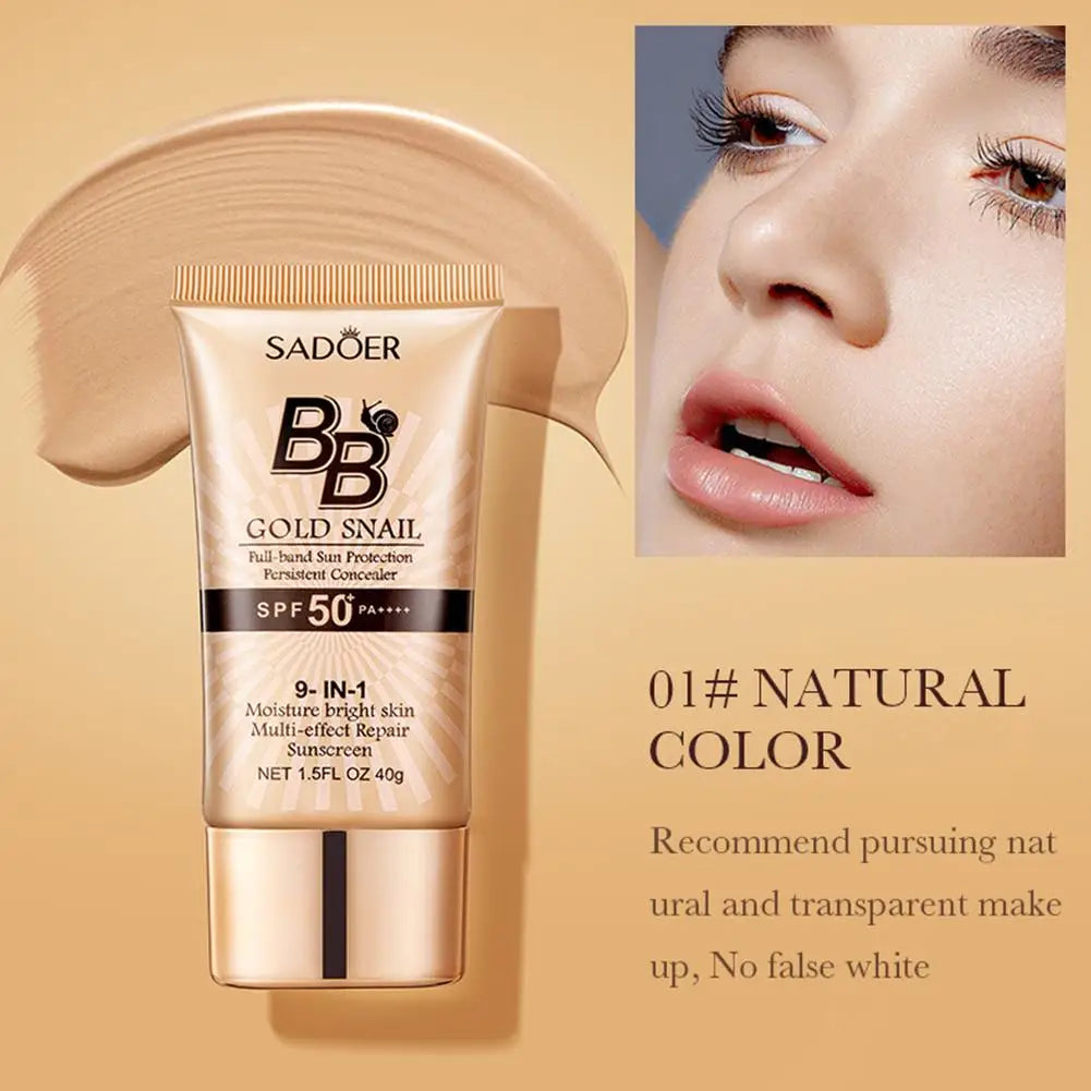 SADOER Gold Snail BB Cream Sunscreen Concealer Foundation Moisturizing Cream Daily Skin Care Sun Protection Isolation 40g 2026