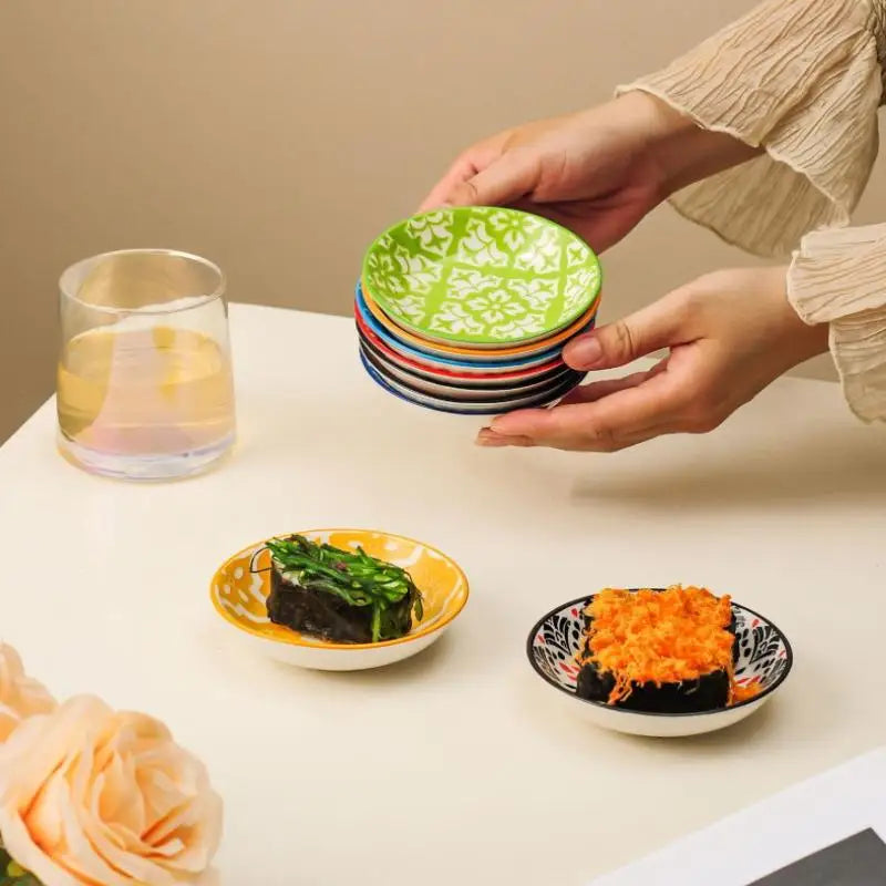 【HGPA】Ceramic Condiment Dishes, Bohemian Style Plates, Sauce Dishes, Suitable For Kitchens, Restaurants, Sushi Shops