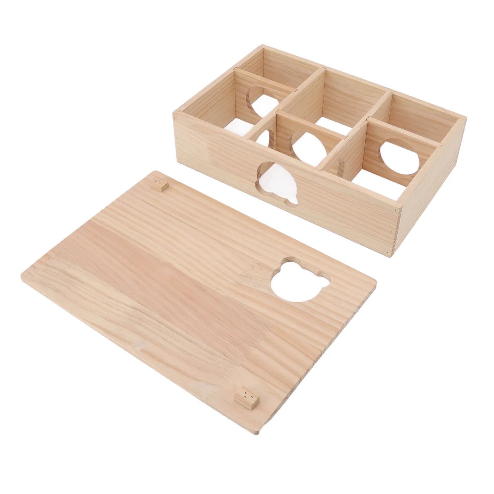 Hamster House Log Movable Roof Stable 6 Bedrooms Pet Hideout House for Hamsters Chinchillas Golden Bears Sleeping and Moving