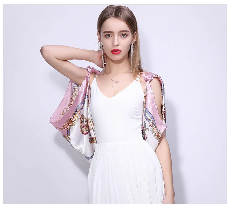 2026 new 90cm new striped women's professional square headscarf travel sunscreen scarf unique and chic accessories