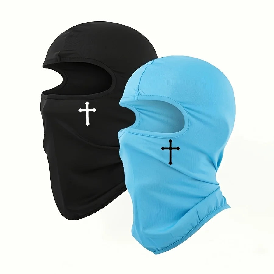 2pcs Breathable Black Balaclava Face Mask - Moisture-Wicking Polyester, Perfect for Cycling,, Hiking, Outdoor Headger