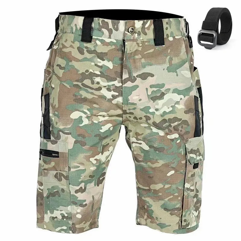 Gift belt Men's Operator Elastic Tactical Ripstop Workout Outdoor Cargo for Men Cycling Hiking Fishing Casual Shorts