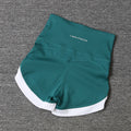 2024 New Color Contrast High Waist Sports Shorts Tight Elastic Peach Hip Training Fitness Yoga Hot Pants