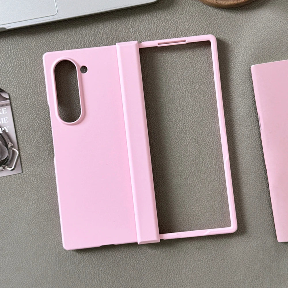 Luxury Matte Phone Case for Samsung Z Fold 6 5 4 3 5G Fold6 Fold5 Fold4 Fold3 Hinge Shockproof Protective Macaron Color PC Cover