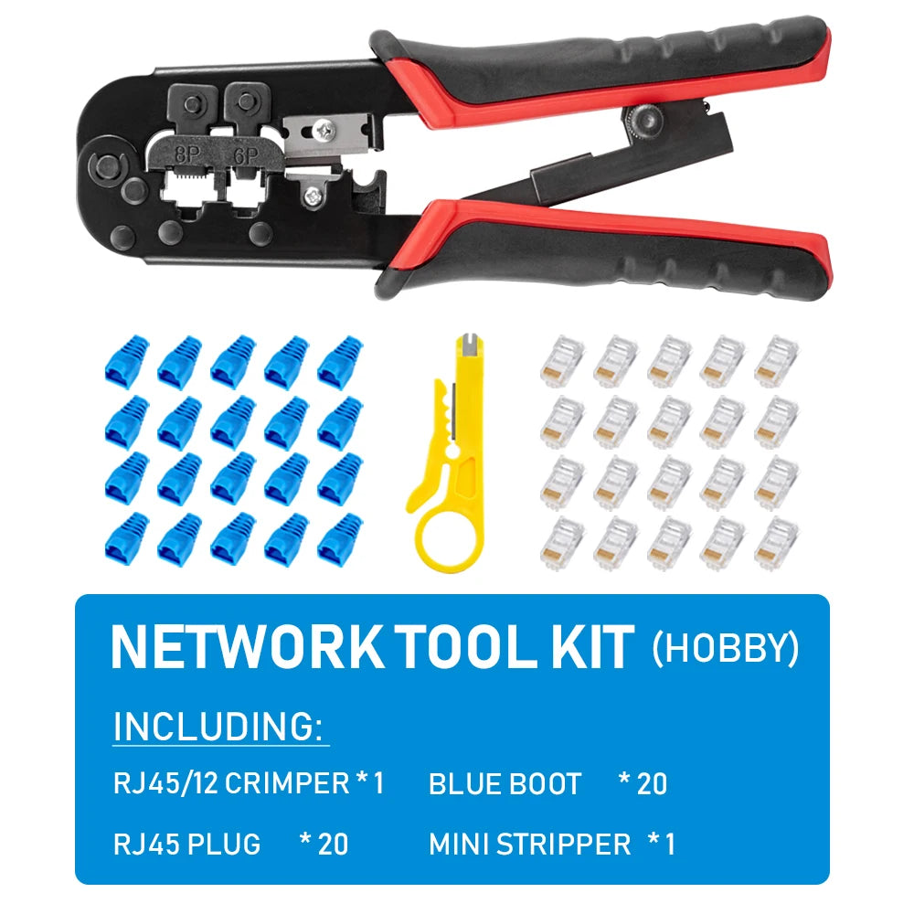 RJ45 Crimper RJ11 RJ45 Crimping Tool Ethernet Network LAN Cable Crimper Cutter Stripper Plier for 6P 8P RJ11 RJ12 RJ45 Connector