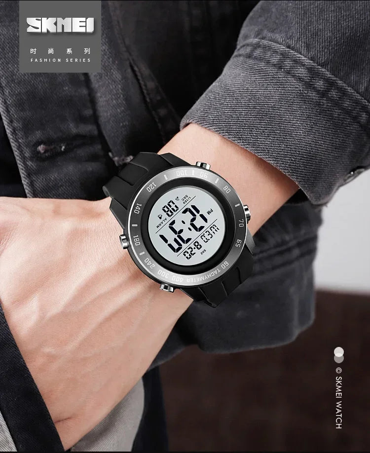 SKMEI 1524 2 Time LED Digital Wristwatches For Mens Waterproof Chrono Count Down Male Hour montre homme Big Dial Sport Men Watch