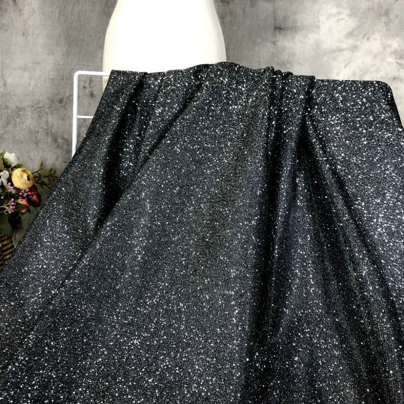 Colorful Blue Gradient Glitter Fabric Elastic Knitting By The Meter for Clothes Performance Dress Diy Sewing Designer Cloth Gold