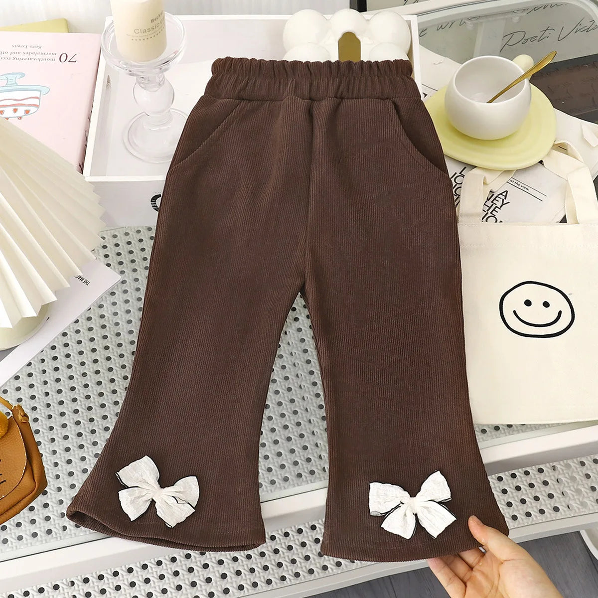 Girls Slim Fit Flared Pants Autumn Winter New Outwear Trendy Korean Version Children Trousers