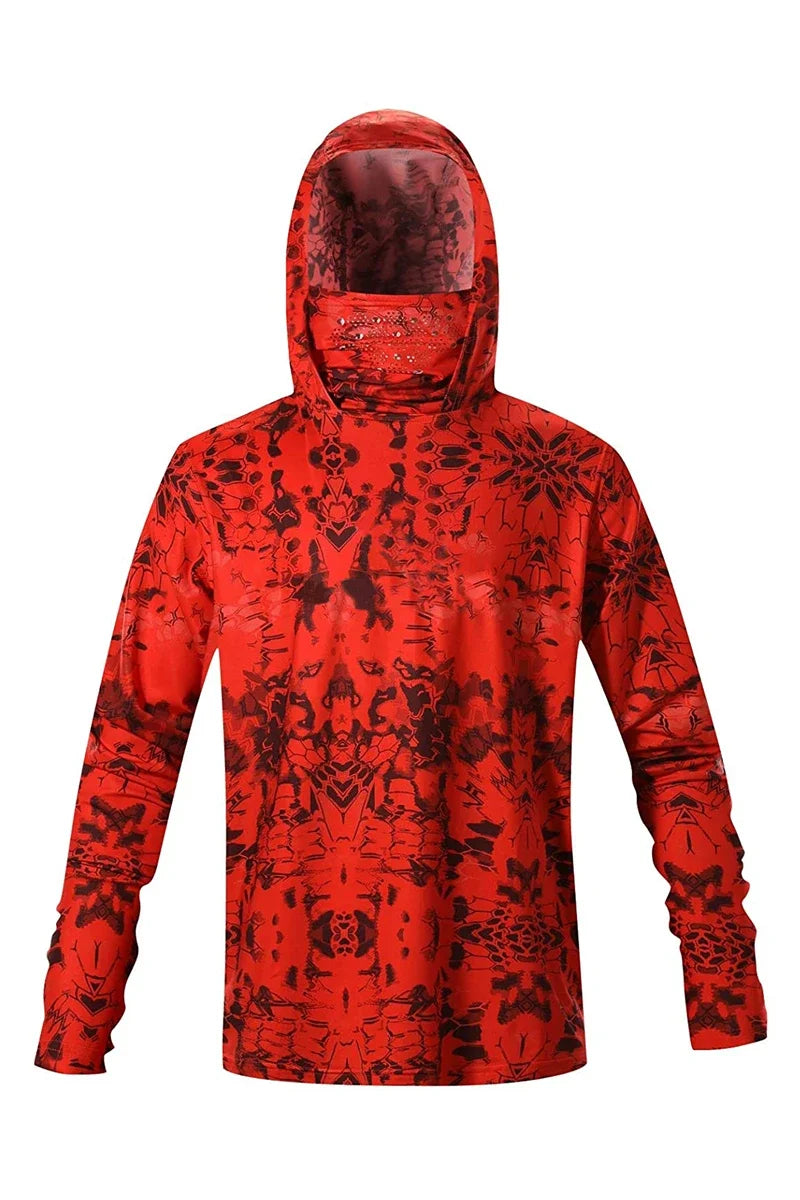 Summer Men Hooded Long Sleeve Performance Fishing Shirts Jersey Fishing UV Hoodies Clothing Face Mask