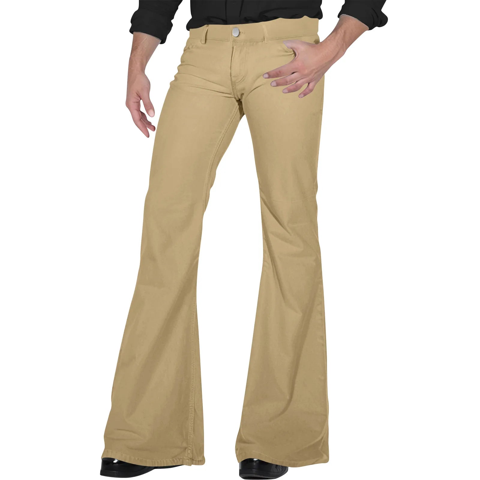 Men's fashion Retro Disco Flared Pants Loose Stretch Vintage Trousers Fit Flared Comfortable Retro Stretch Twill Men's Trousers