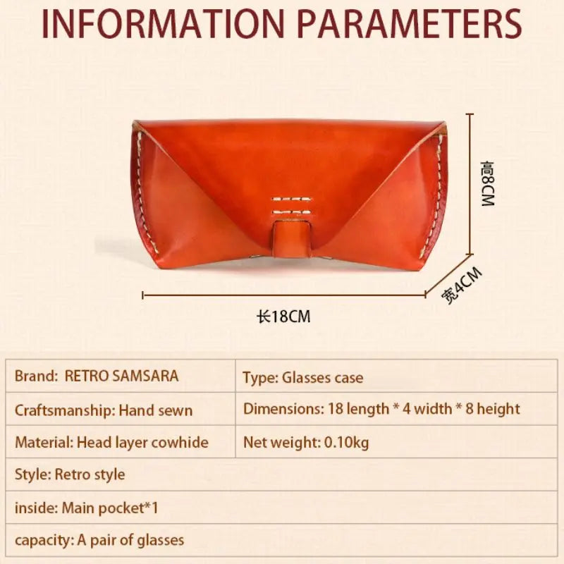 Handmade Genuine Leather Eyeglass Case Hard Shell Retro Sunglasses Eyeliner Lipstick Mascara Pen Protection Box