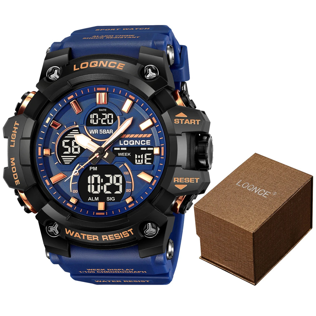 New LOQNCE 98007 Men's Watch For You 50M Waterproof Watches High Quality Movement Calendar Luminous Alarm Silicone Band With Box