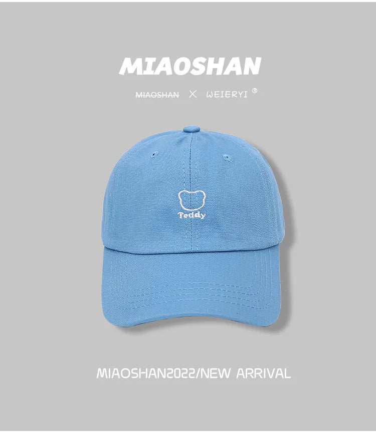 Fashion Bear Embroidery Solid Breathable Women Girls Baseball Hats 2022 Unisex Men Boys Baseball Cap Sunscreen Baseball Hat
