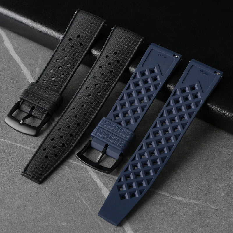 Tropical Fluoro Rubber Watch Strap 20mm 22mm Quick Release Sport Waterproof FKM Men Women Replace Band for Seiko for Citizen